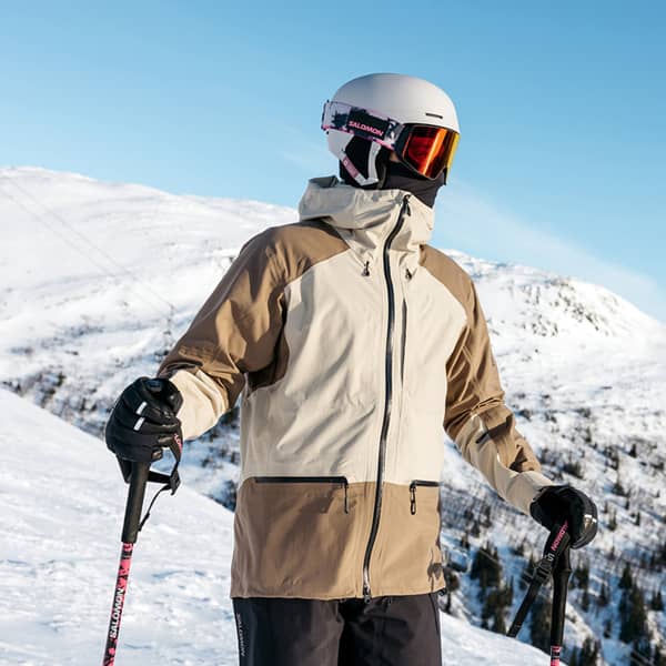 Veste de ski SALOMON ABSOLUTE 3L JKT WHITE PEPPER/SHITAKE