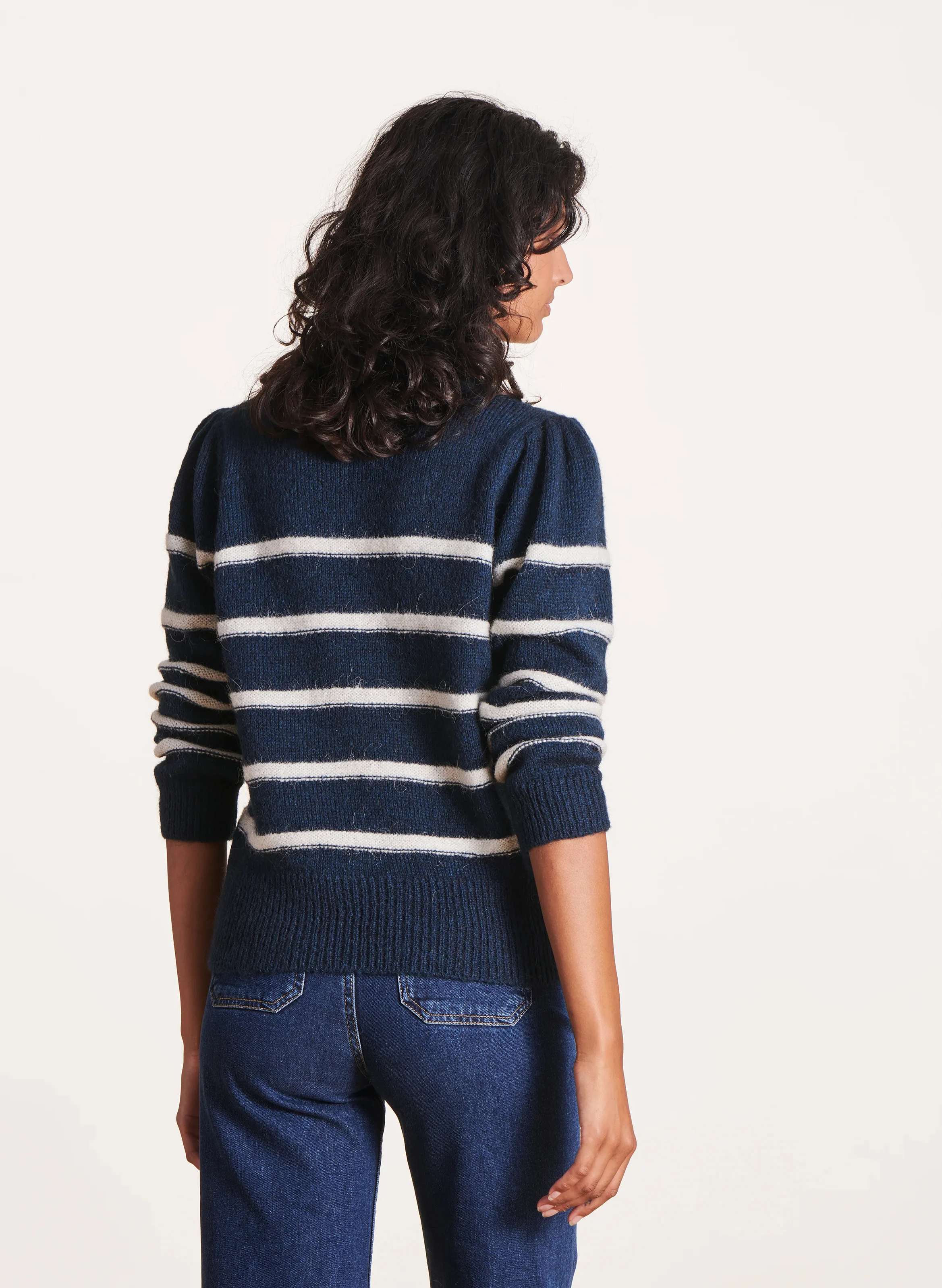 Pull col rond rayé| Multicolore