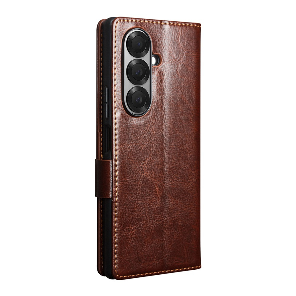 Samsung Galaxy Z Fold7 Echtleder Tasche Flip Cover mit Kartenfächer - Braun