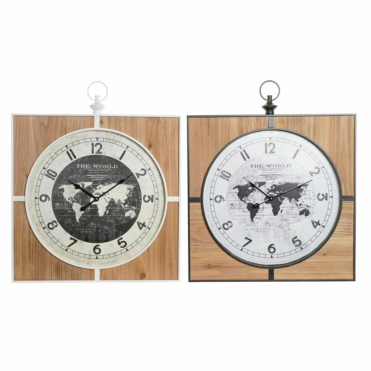DKD Home Decor Horloge Murale Mappemonde