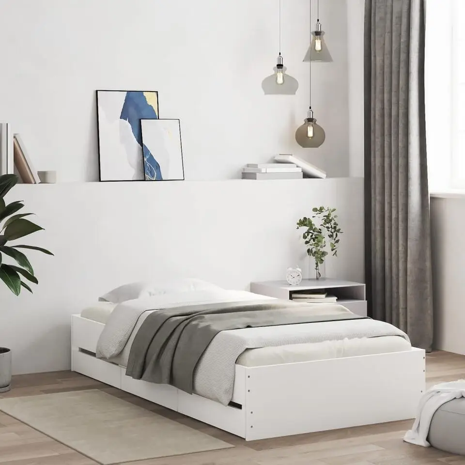 vidaXL - Bed frame met lades - Wit - Bewerkt hout - 90x200 cm