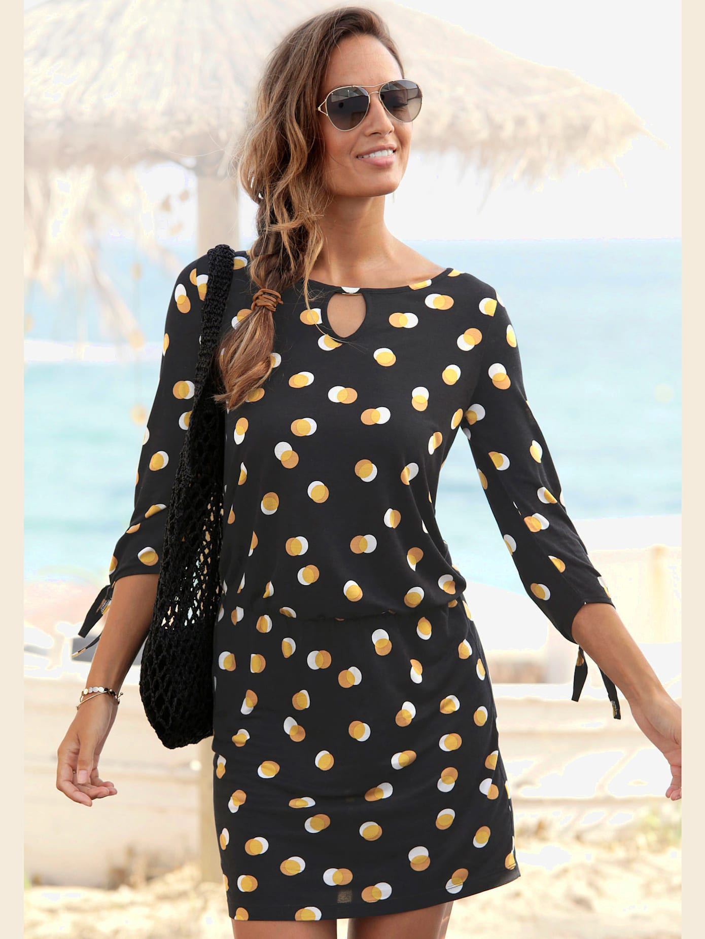 Robe en jersey robe d'été courte à manches 3/4