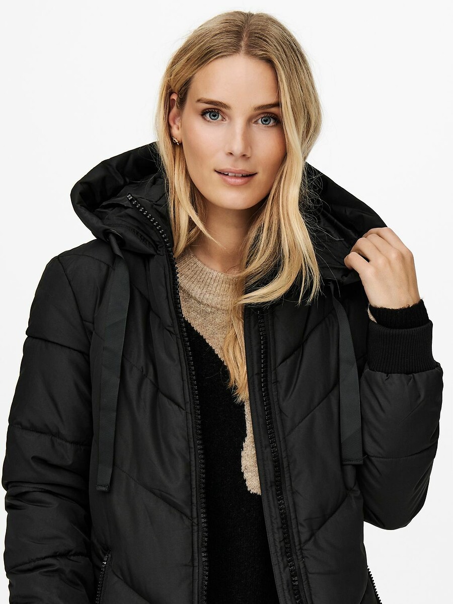 JDY<br>Jaqueta comprida de plumas com capa