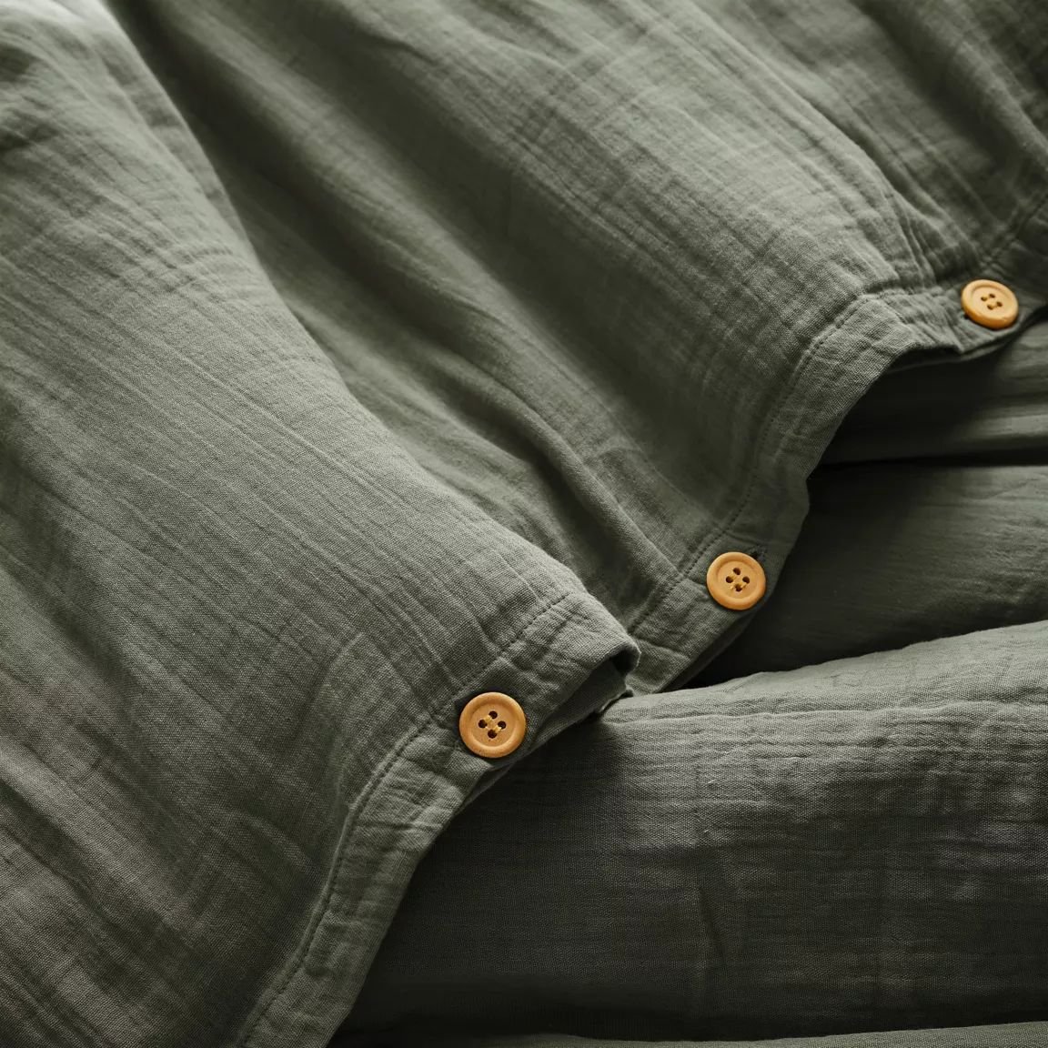 Housse de couette gaze de coton (200 x 200 cm) Gaïa Vert romarin
