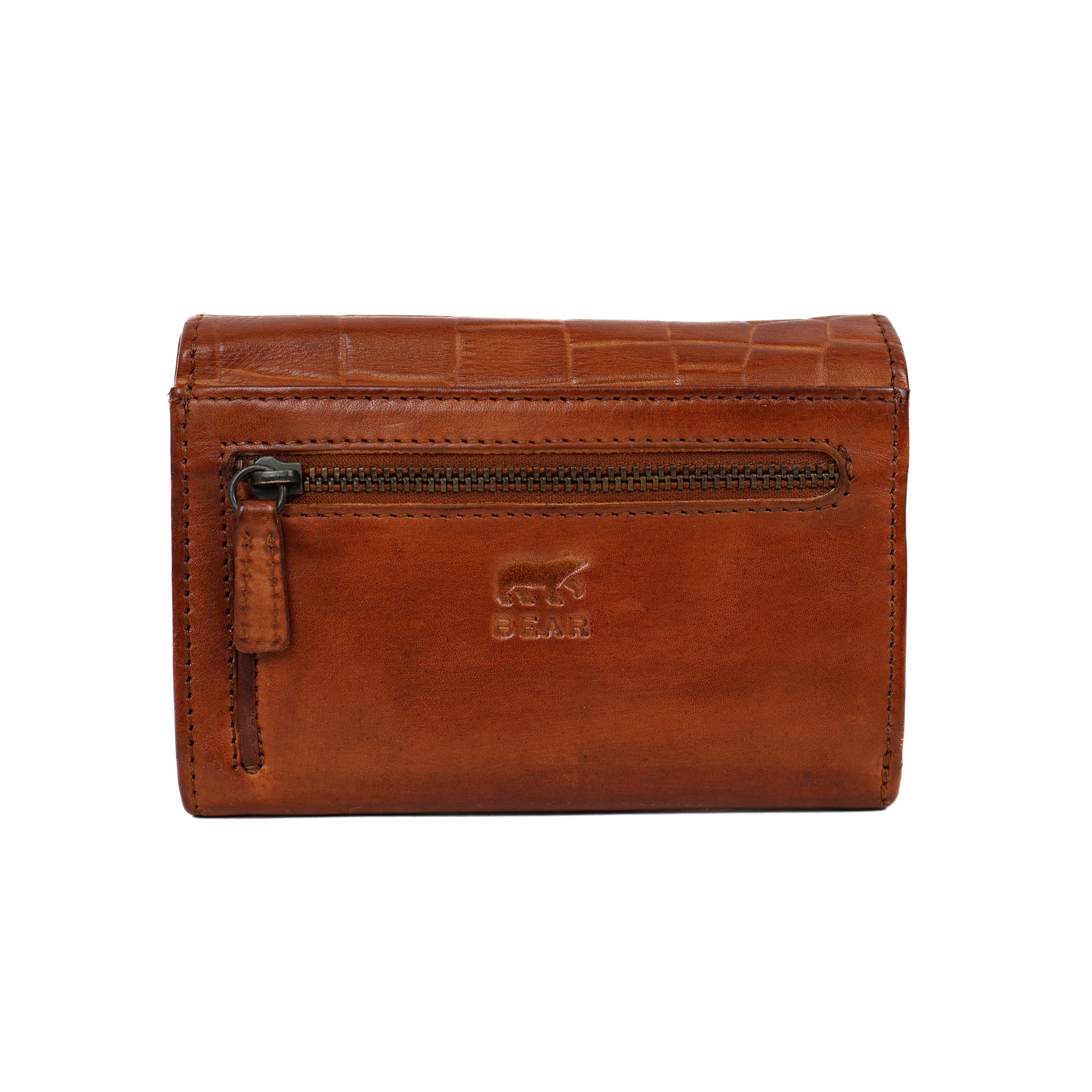 Overslag portemonnee 'Flappie' cognac croco Cognac