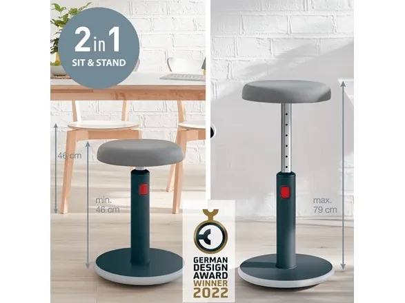 Leitz Ergo Cosy Active Sidde-stå balancestol 2-i-1 grå - højdejustering 46-79 cm