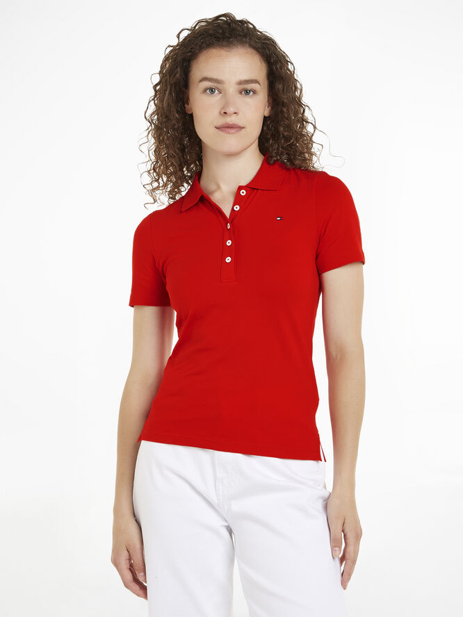 Tommy Hilfiger 1985 SLIM PIQUE POLO SS Fierce red