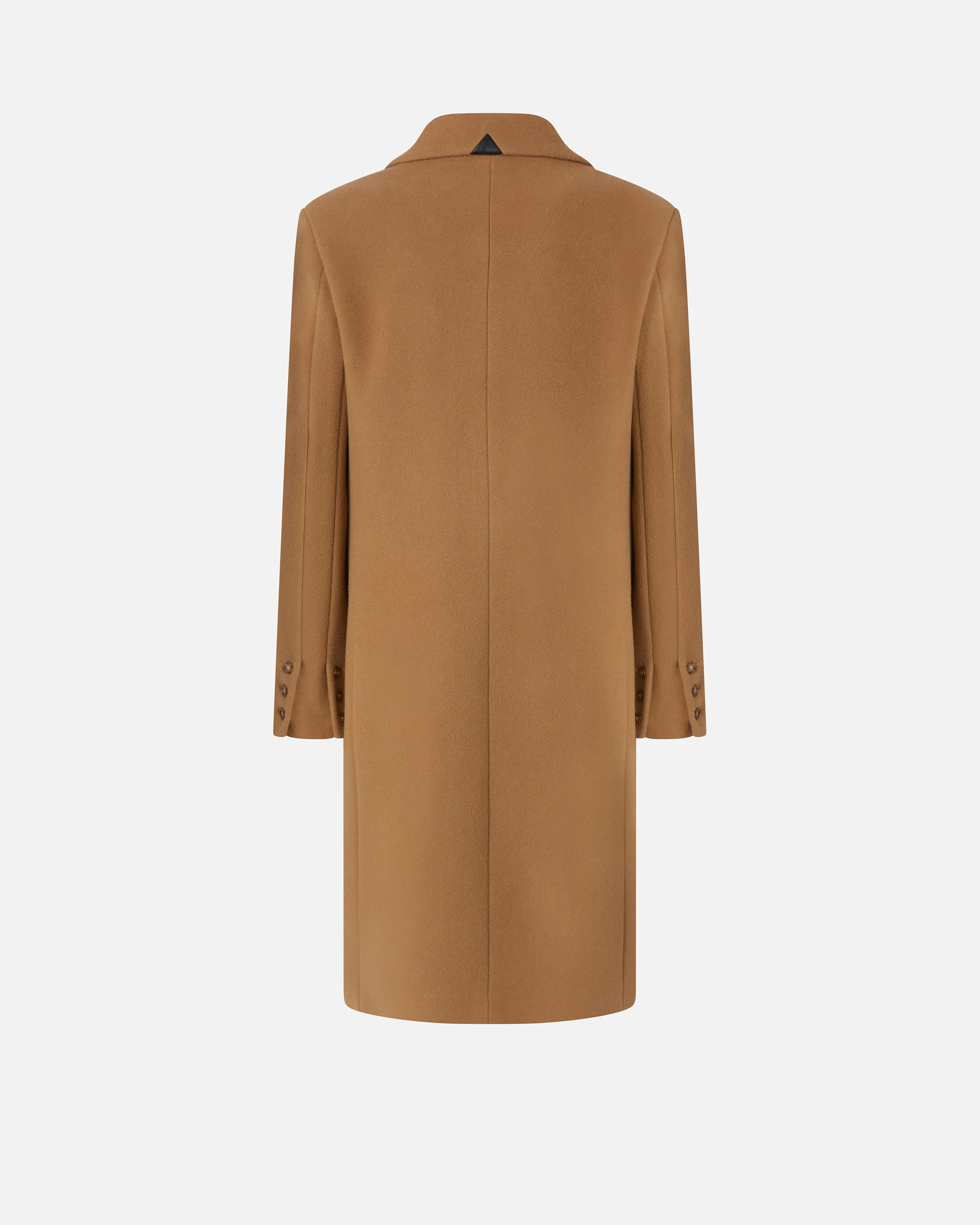 Manteau droit en drap de mélangée | Beige