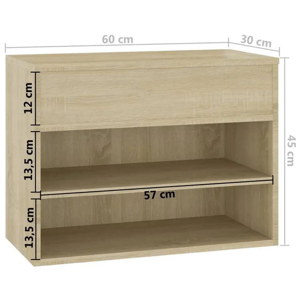 vidaXL - Schoenenbank - Bruin - Bewerkt hout - 60 x 30 x 45 cm