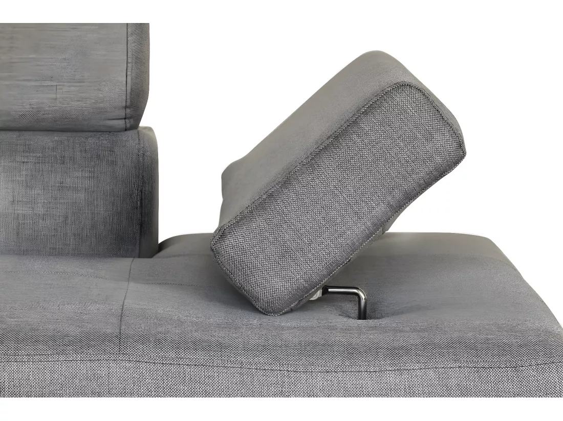 Canapé d'angle gauche 5 places Rio Convertible avec coffre en tissu - Gris clair - L271 x P192 x H70cm - Loungitude