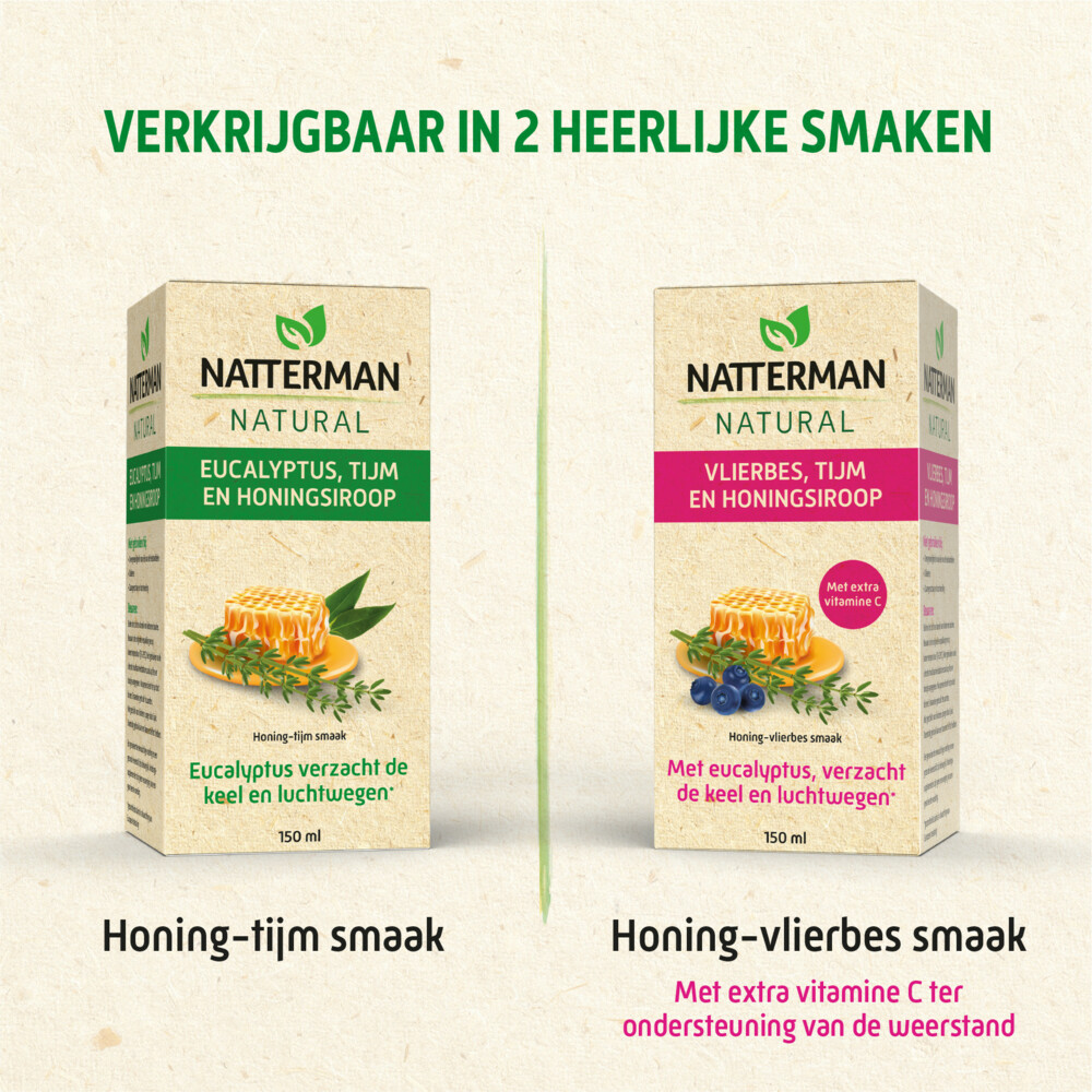 Natterman Vlierbes, Tijm en Honingsiroop Natural150 ml