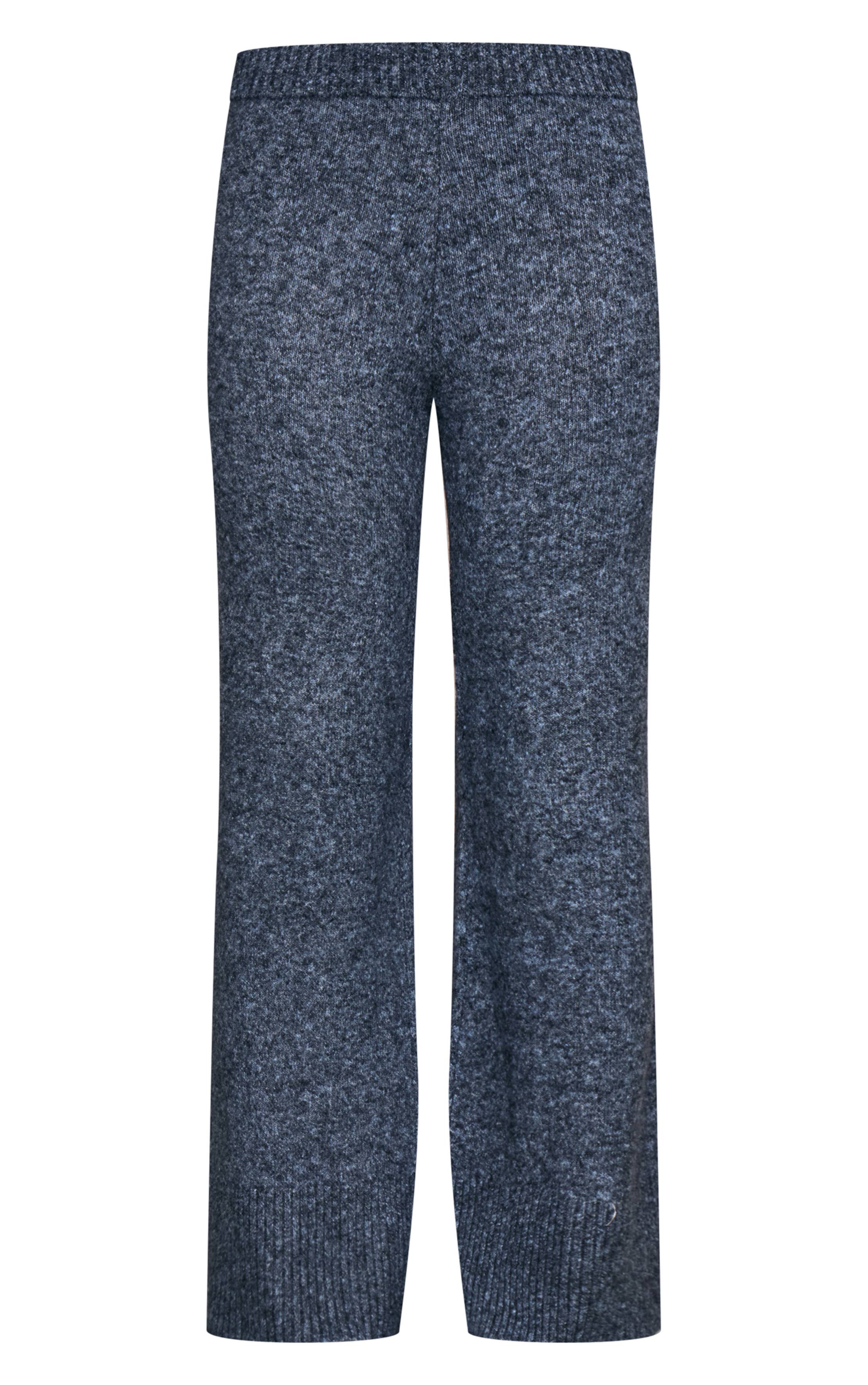 Charcoal Blue Pantalon Large En Maille Luxe