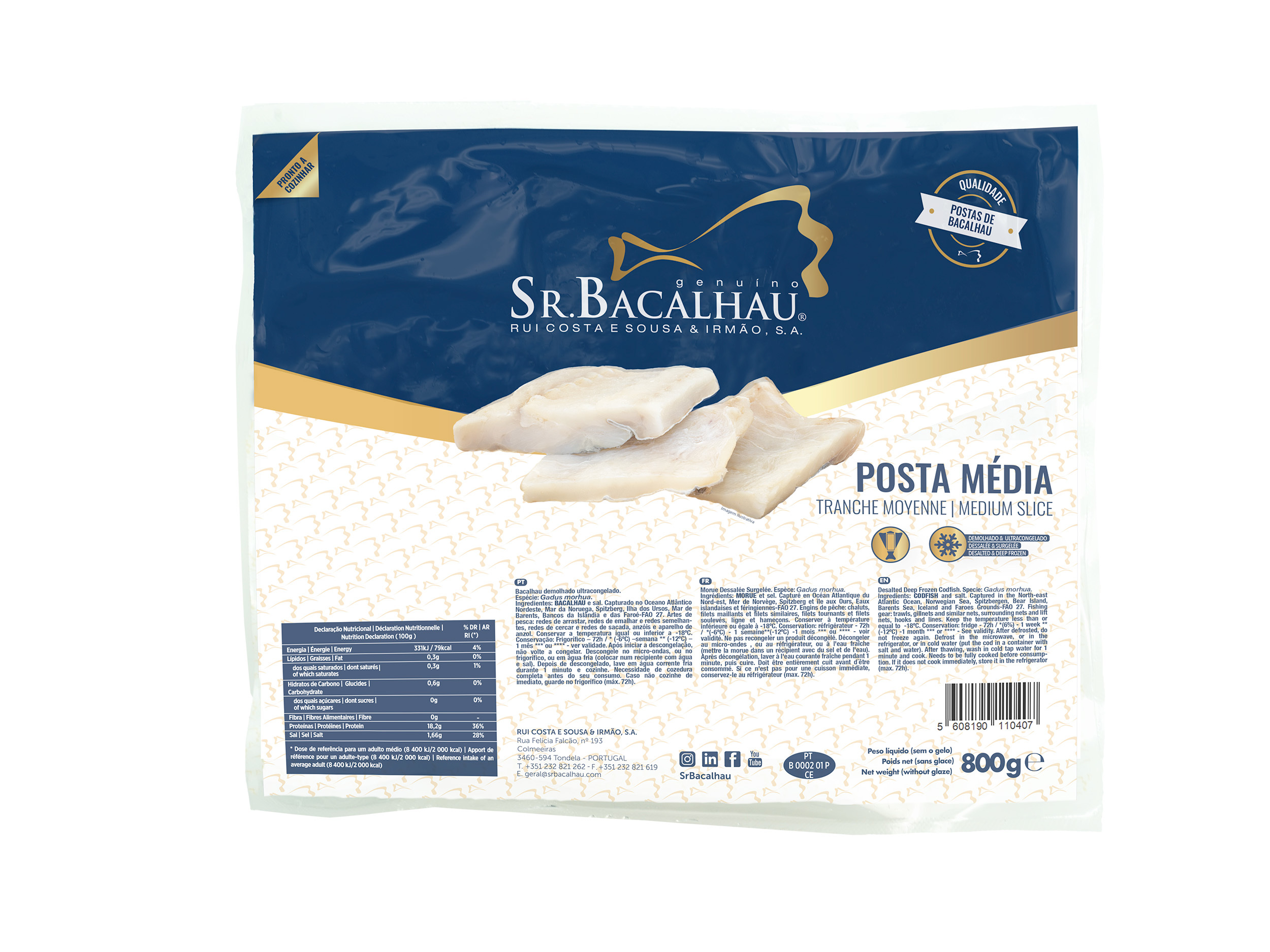BACALHAU DEMOLHADO SR. BACALHAU POSTA MÉDIA 800G