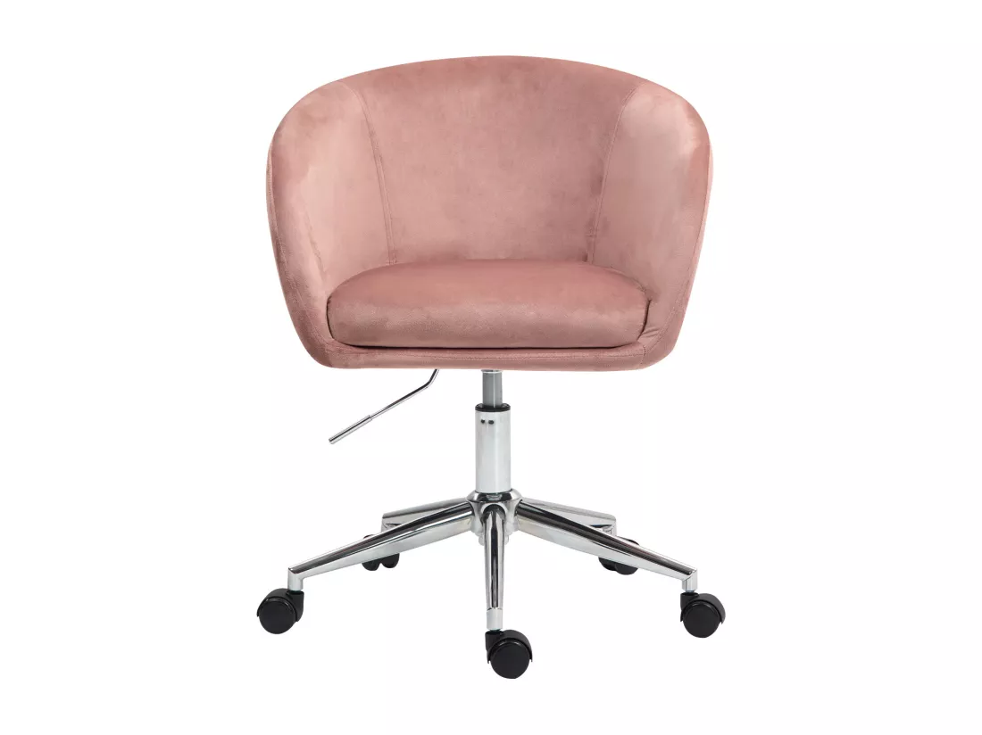 SVITA LOUISA chaise de bureau avec revêtement en velours rose, hauteur réglable