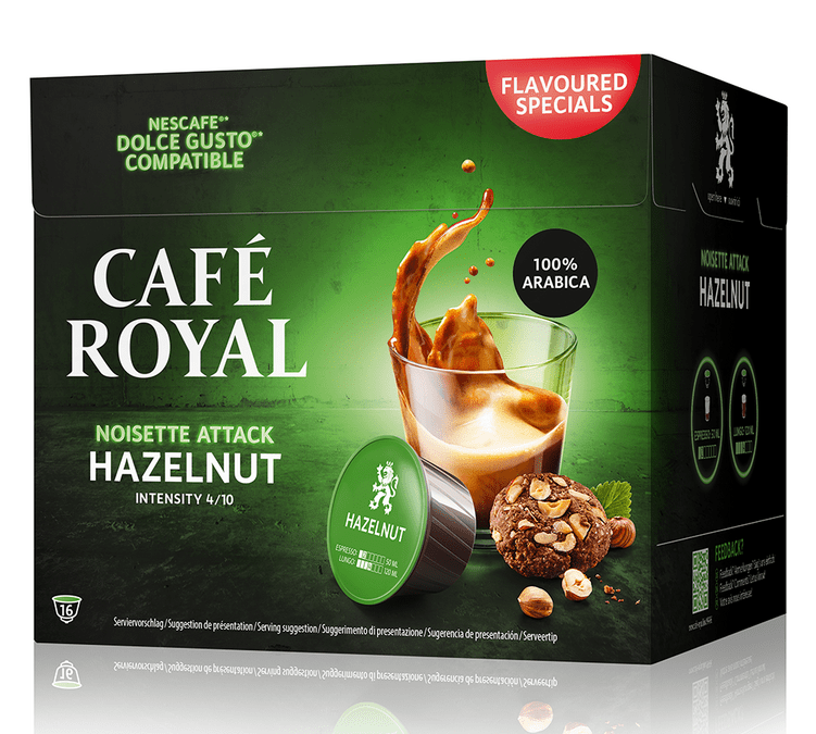 16 Capsules  Noisette compatibles Nescafe Dolce Gusto - CAFE ROYAL