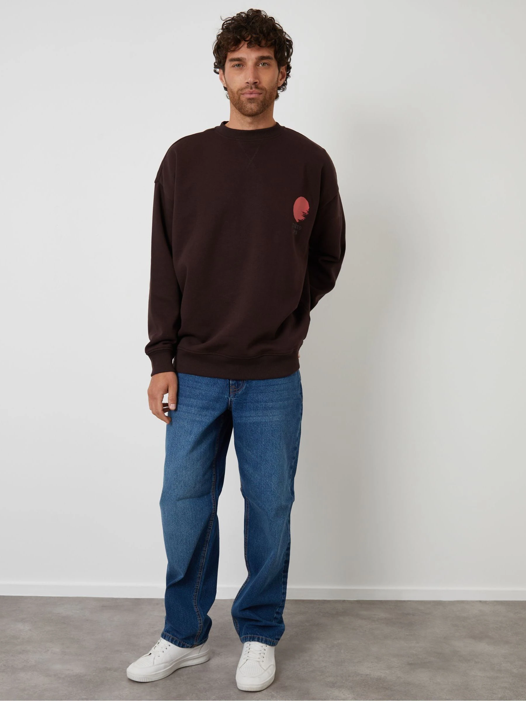 Bruin - Threadbare Relaxed Fit Graphic Print Crew Neck Sweatshirt