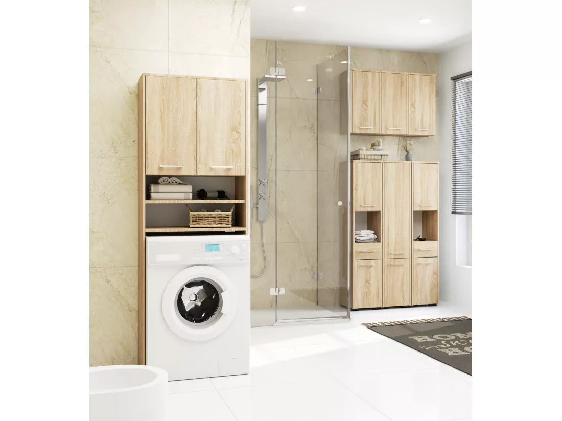 Armoire salle de bains AKORD FIN accr. au mur Chêne Sonoma 60 cm 2 portes façade Chêne Sonoma 2 étagères 60x22,5x60 cm