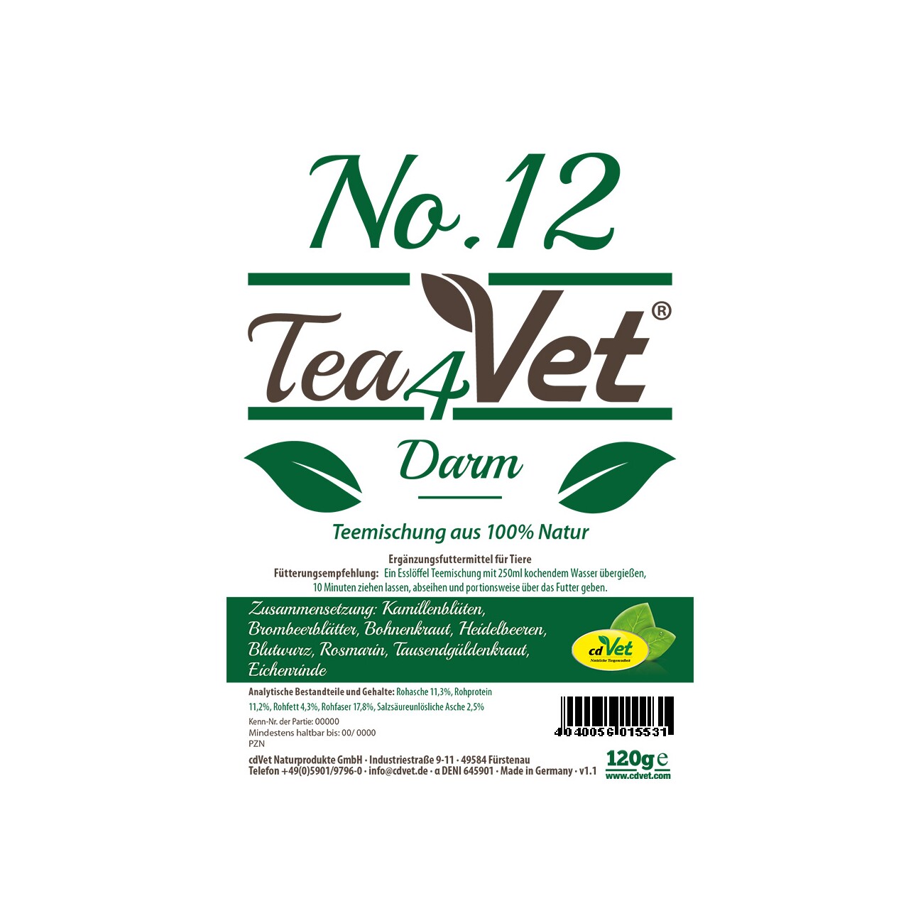 cdVet Tea4Vet No.12-Darm 120 g