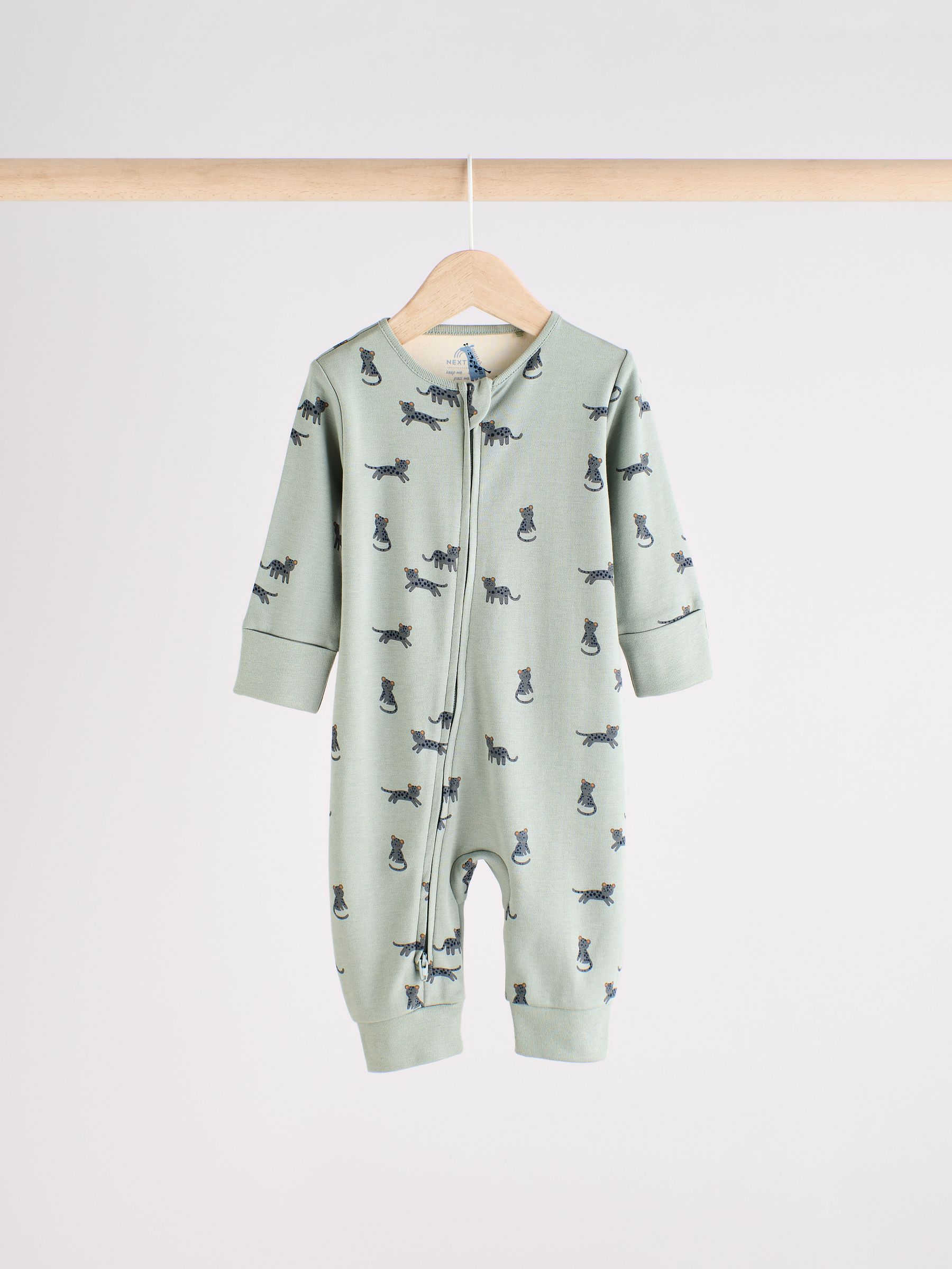 Blauwgroen - Verpakking van 3 baby-pyjama's met rits en print (0mnd -3jr)