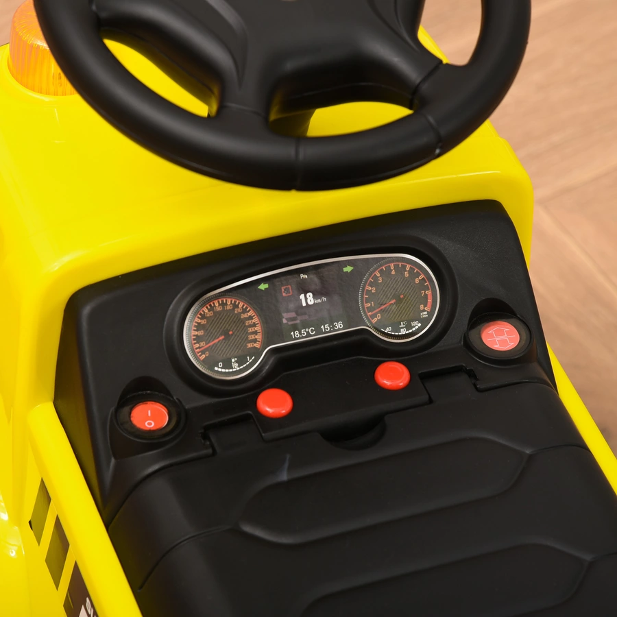 HOMCOM Kinder Rutscherauto mit Musik, Scheinwerfern und Alarmtönen Gelb
