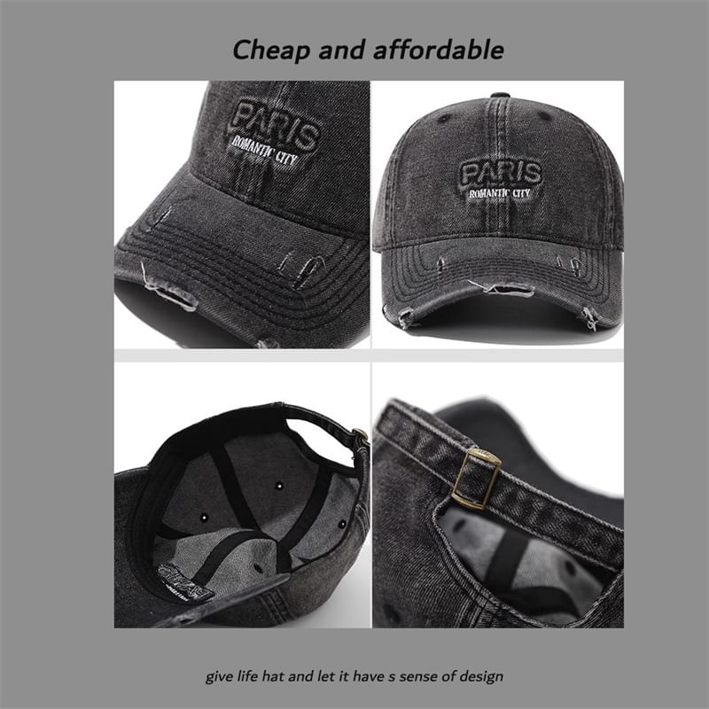 Oktokki - Letter geborduurde pet met distressed patroon
