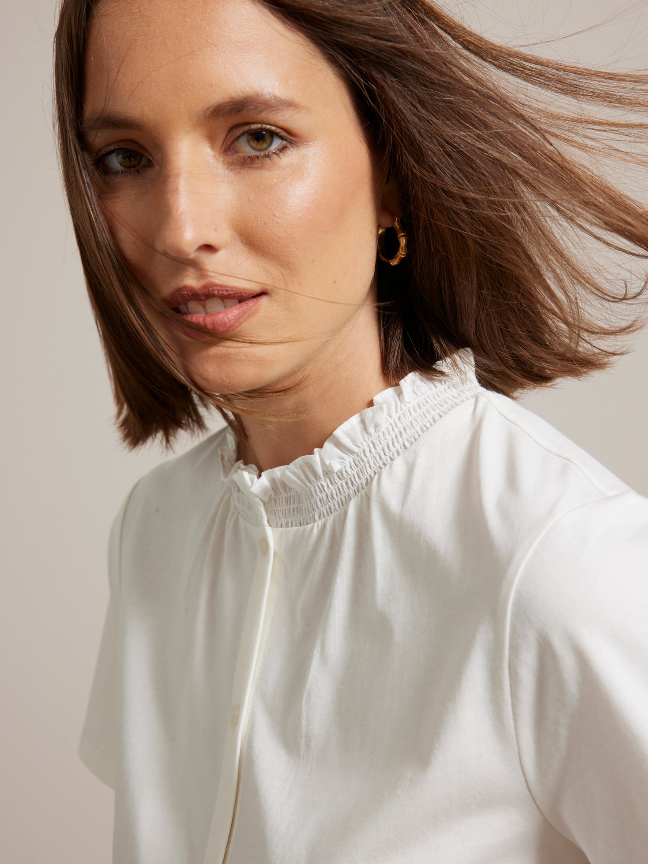 T-shirt femme col smocké - Coton biologique