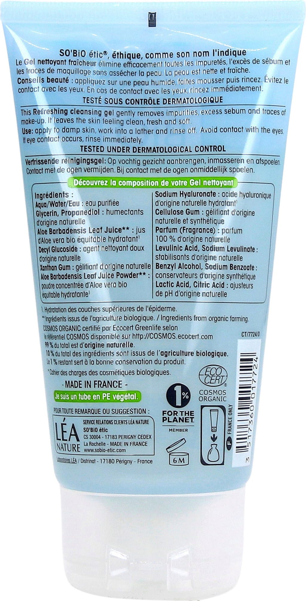 LÉA NATURE SO BiO étic  Hydra Aloe Vera Erfrischendes Waschgel, 150 ml
