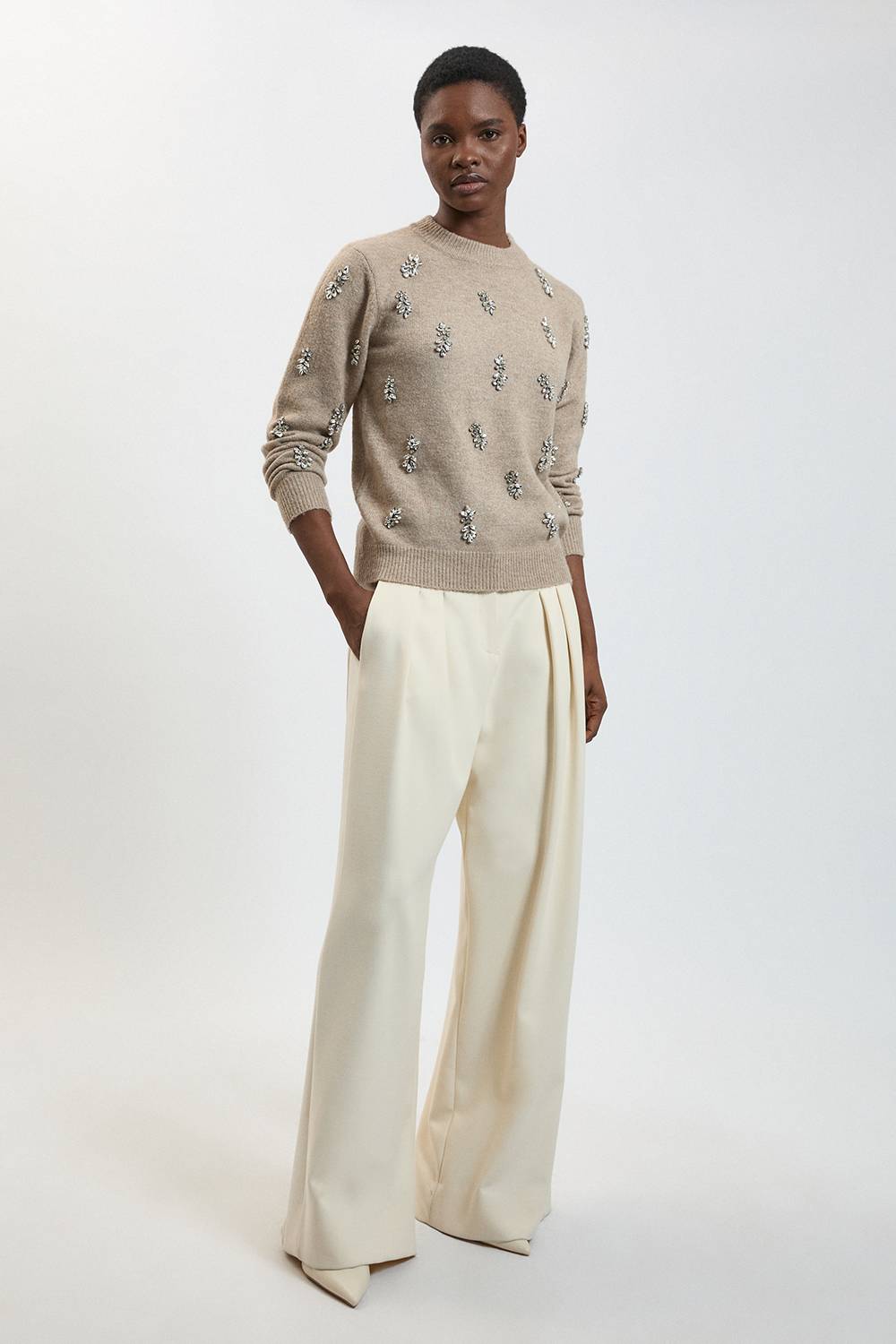 KarenMillen Synthétiquell Tricoté Douillet Orné En Mélange De Laine