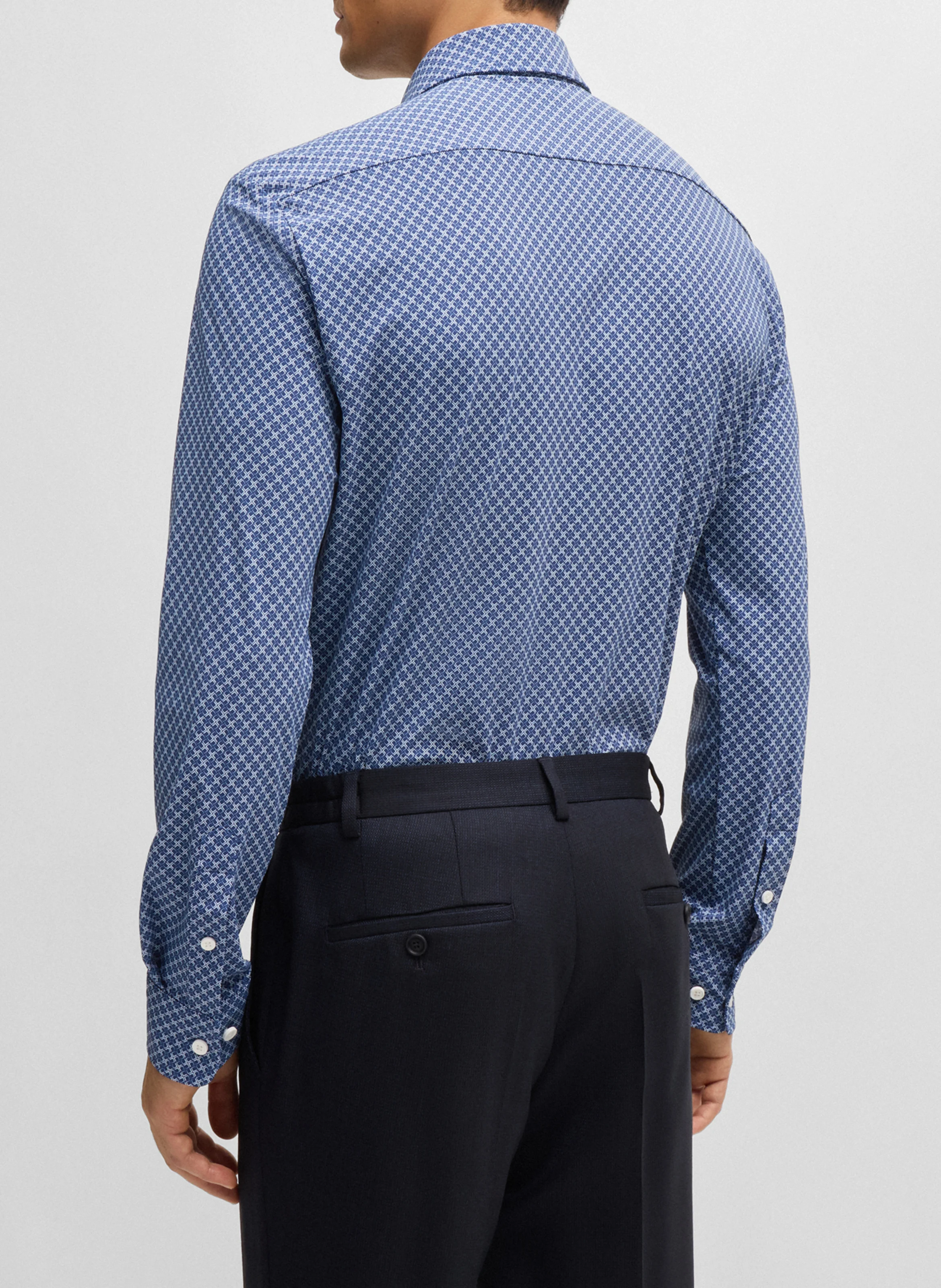 Chemise col classique imprimée | Bleu