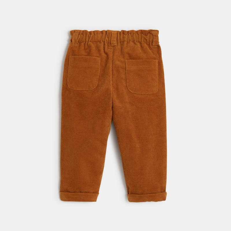 Pantalon paperbag velours côtelé marron bébé fille Marron