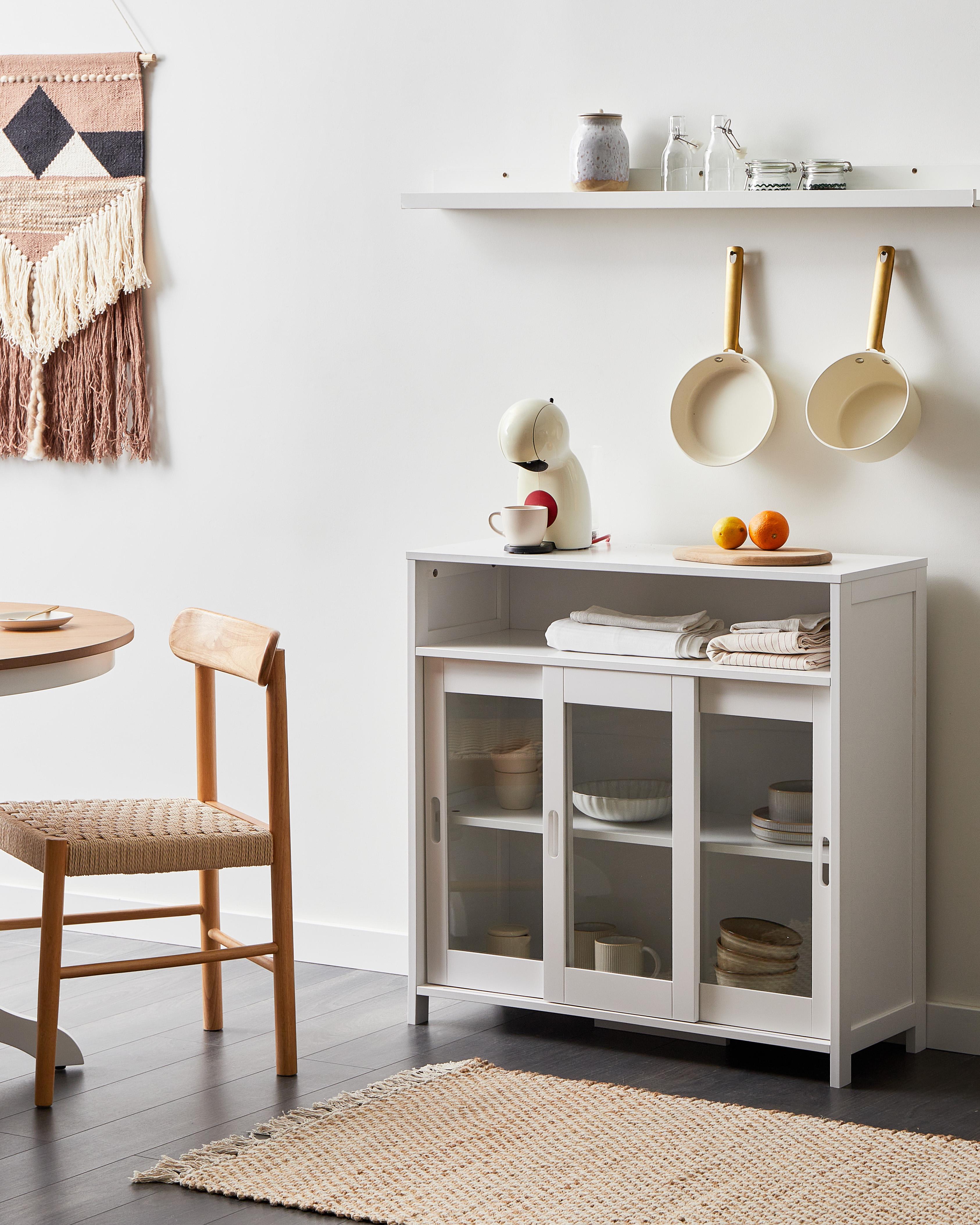 Dressoir met glazen deuren CRABTREE 86 cm Wit