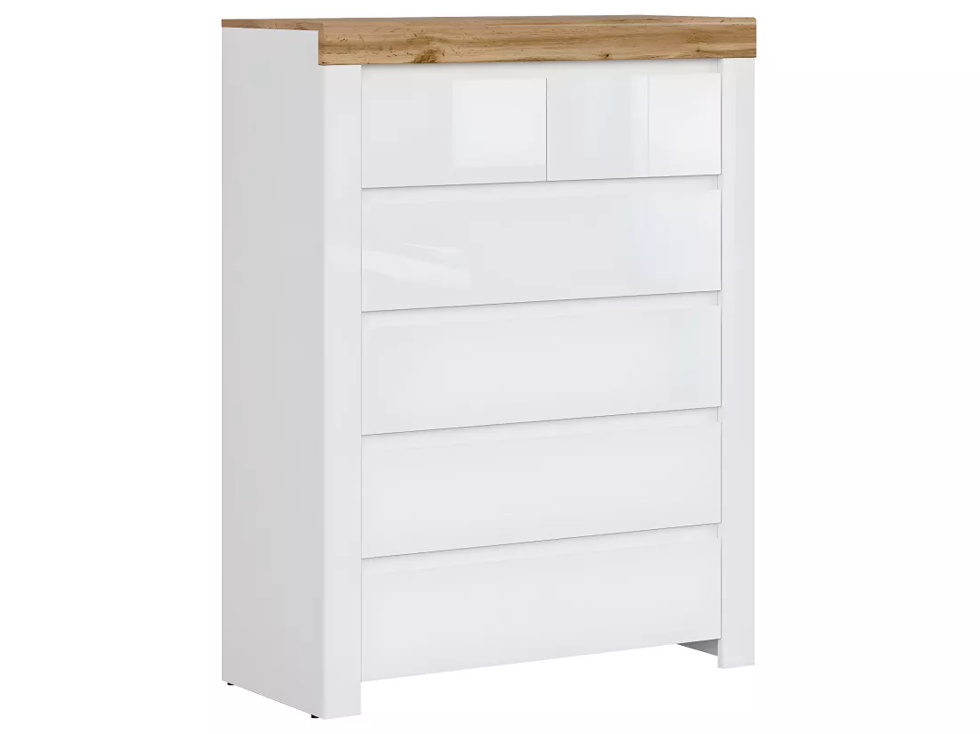 Commode 6 tiroirs Hella Blanc et Bois