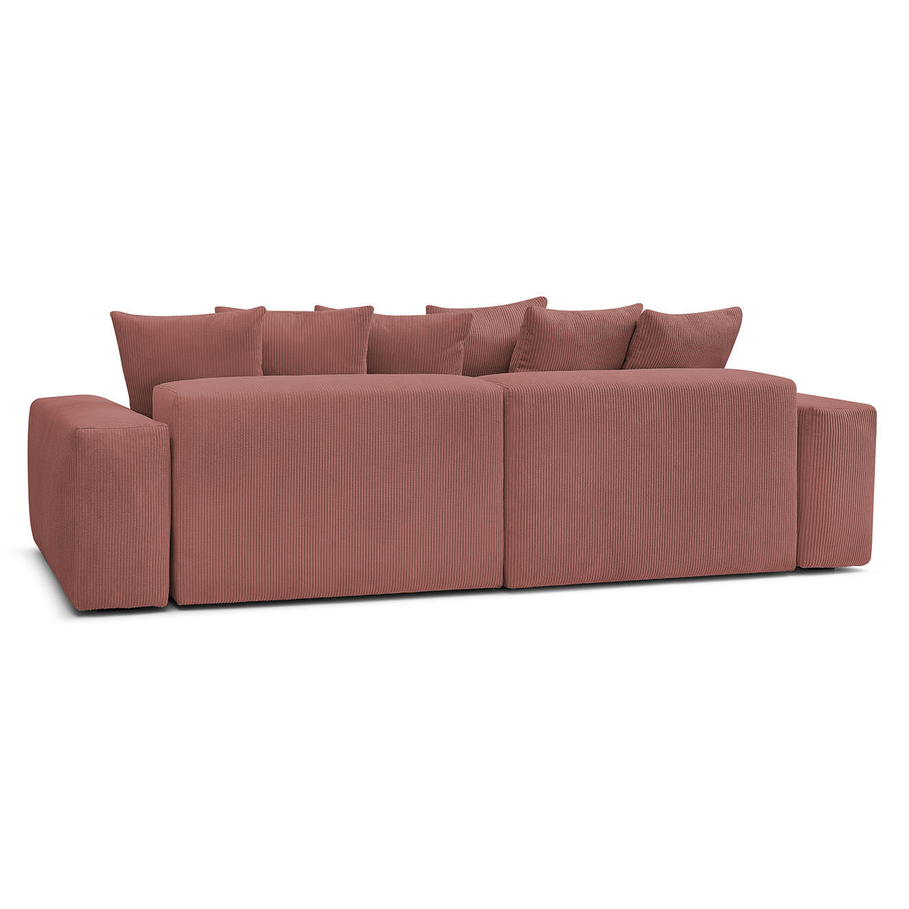 Bobochic Canapé d'angle réversible ultra moelleux voltaire velours côtelé rose - 310x174x75 cm