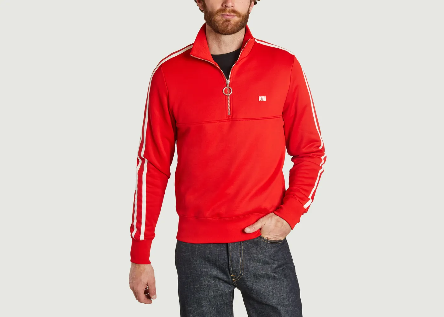 Sweatshirt zippé en molleton AMI Paris