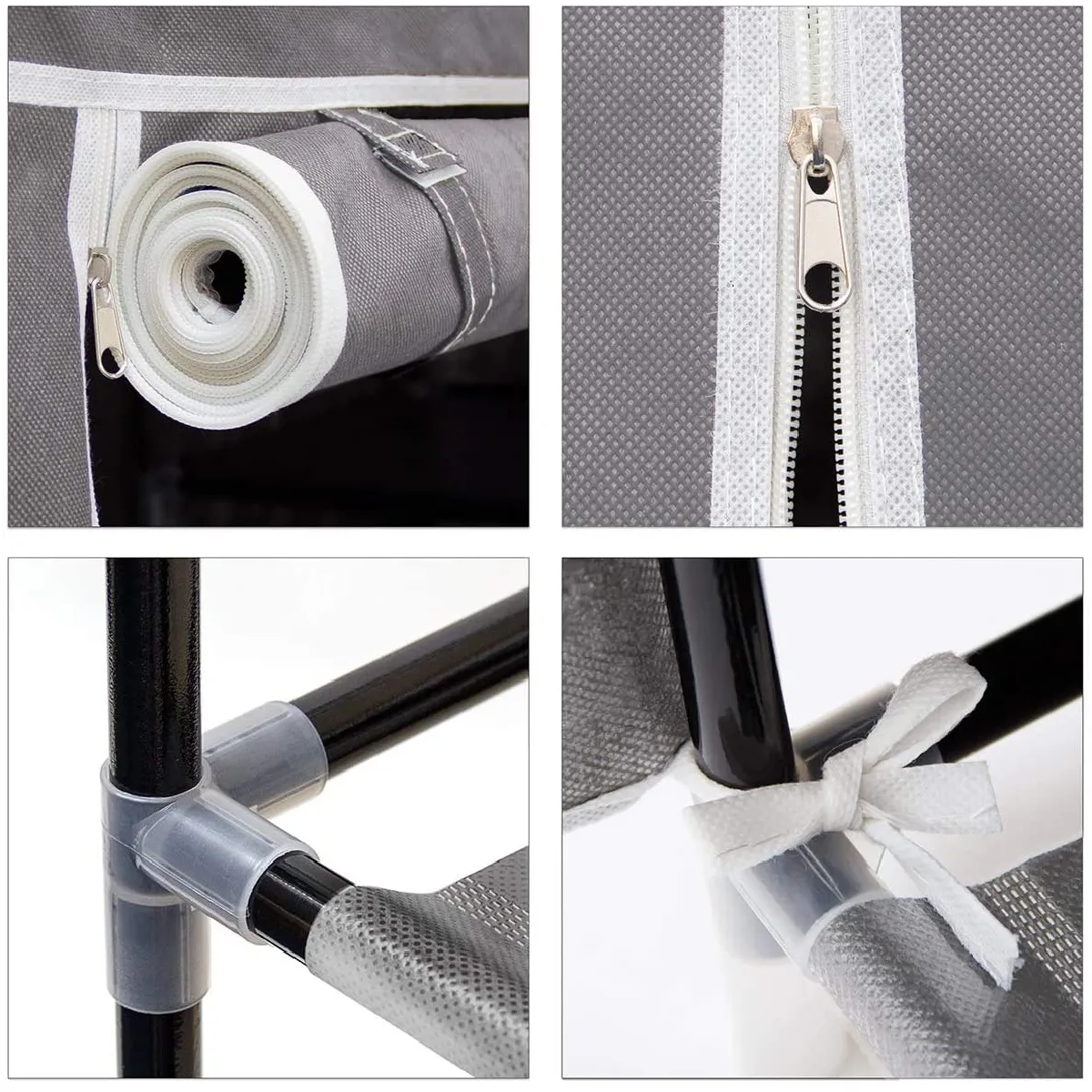 Helloshop26 Armoire pliante en tissu - Gris