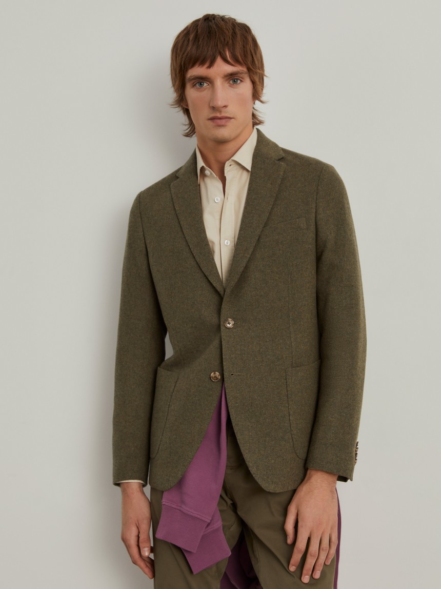Blazer slim fit mistura de lã