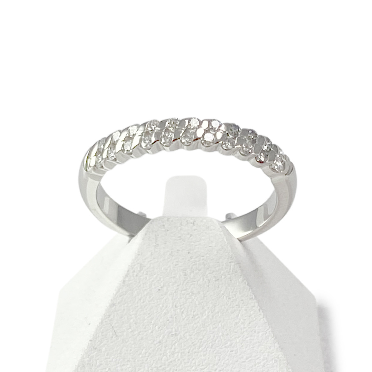 Bague d'occasion or 750 blanc diamants