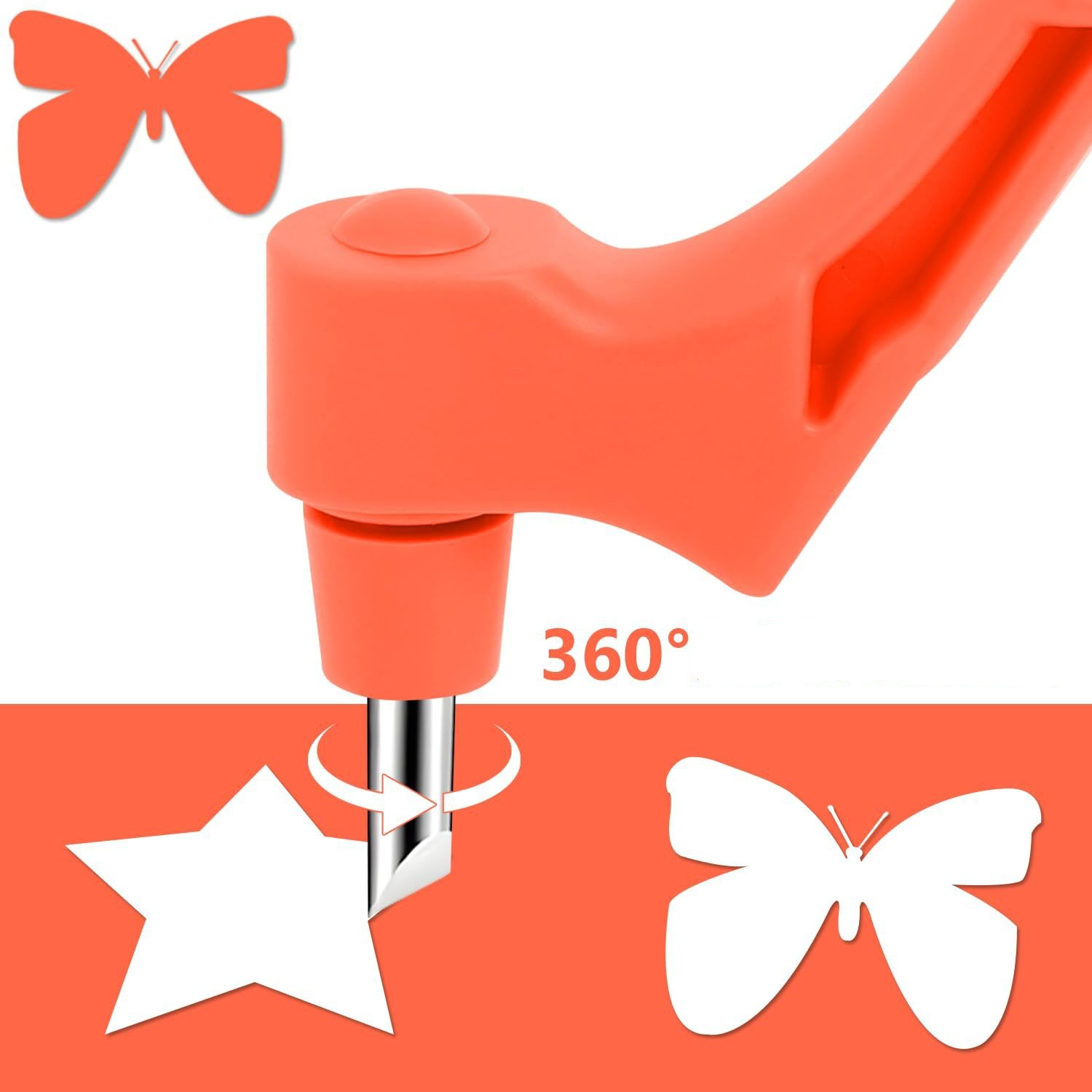 (205x50mm) Edelstahl Skalpell 360 Grad Schwenkbares Bastel Messer Werkzeug DIY Tool Cutter - Orange