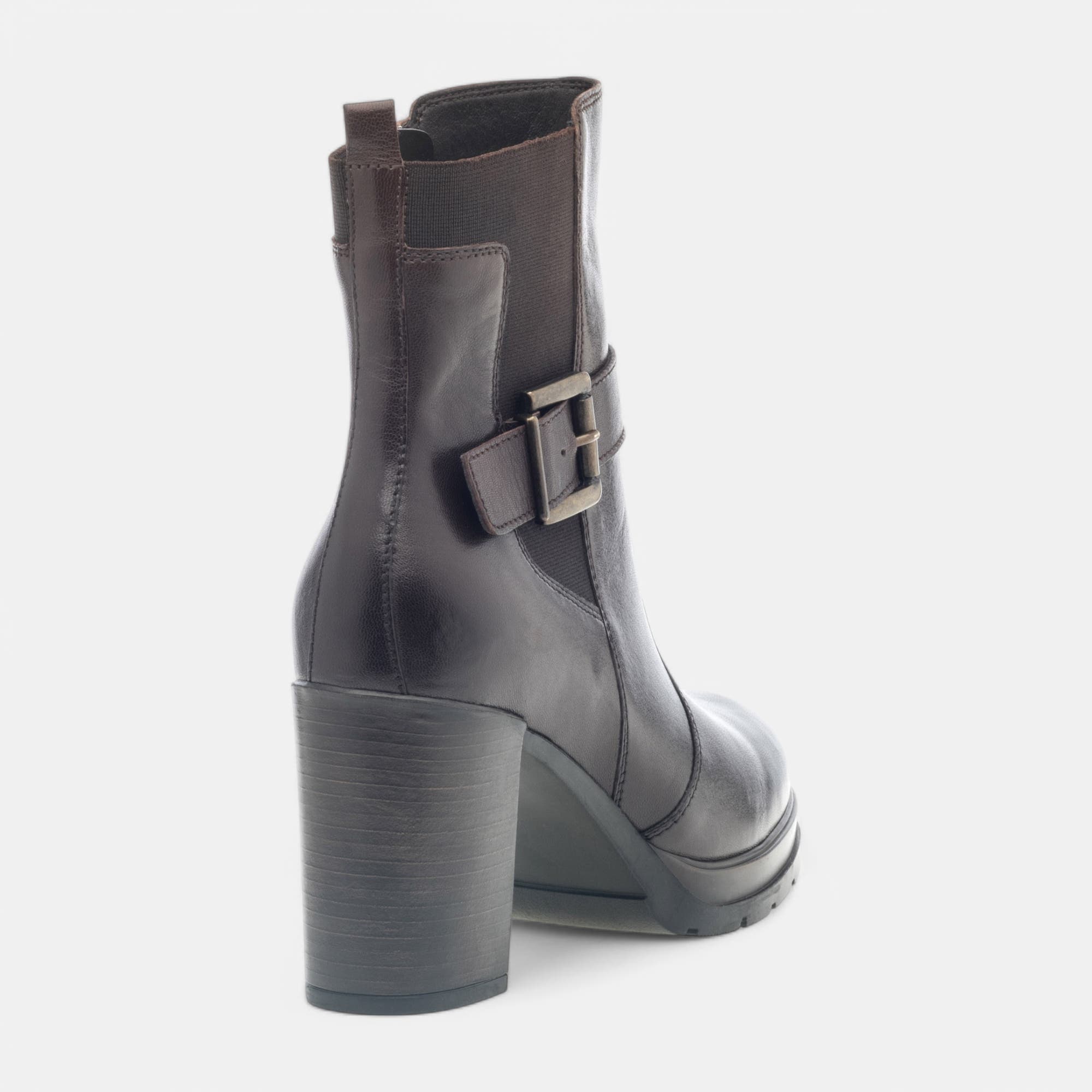 Bottines à talon Femme en cuir marron
