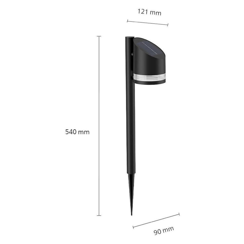 LED-grondspot Fyve II op zonne-energie, zwart, 1,5 W, 200 lm, IP44, met schemersensor