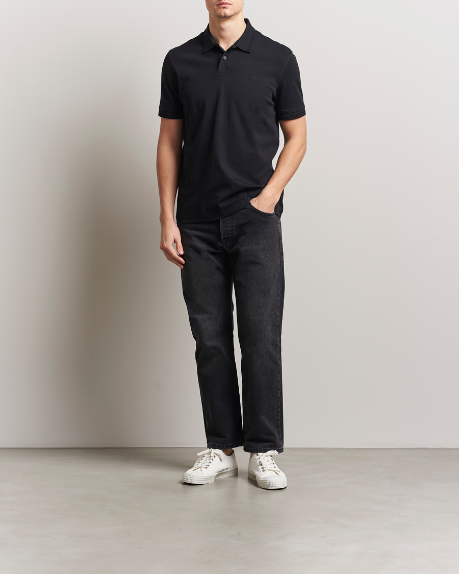 BOSS ORANGE Interlock Polo Black