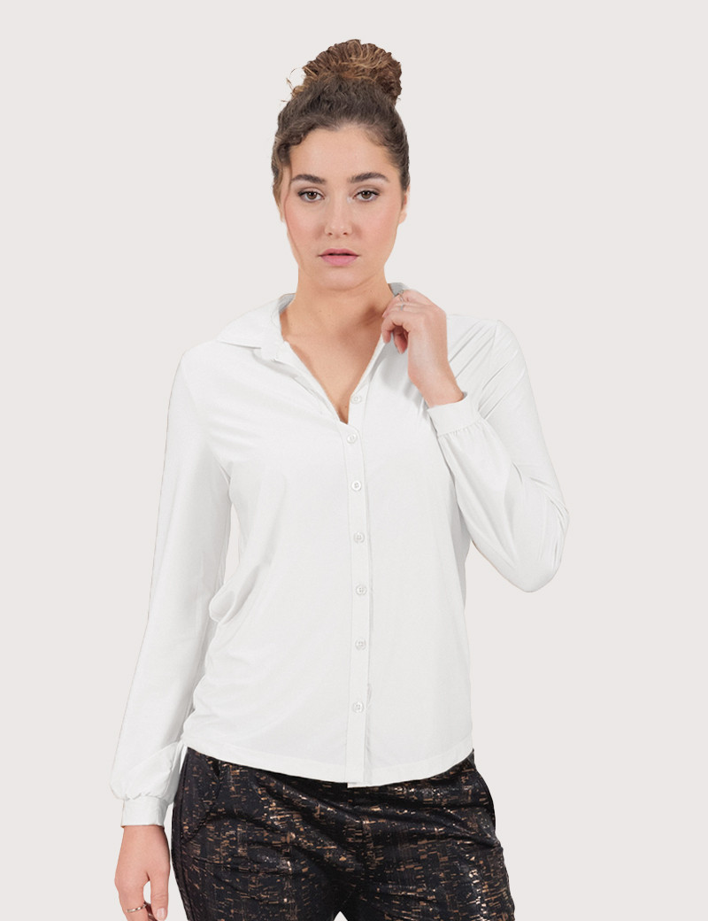 HBT TRANSVERSAL | ZELIE CHEMISE SILKY BLANC PERLÉ