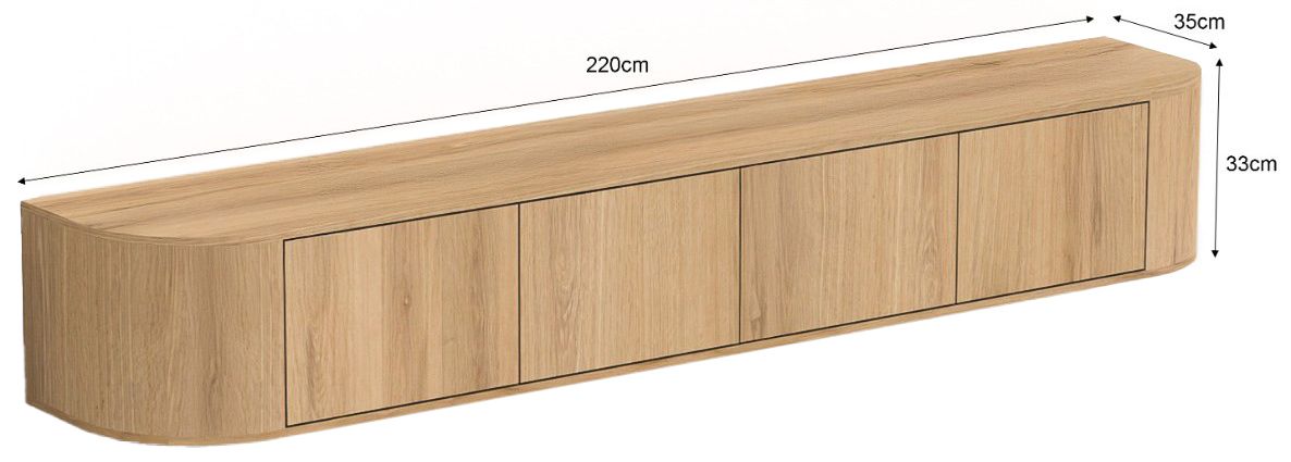 Hangend Tv-meubel Novero B220 x D35 x H33 cm
