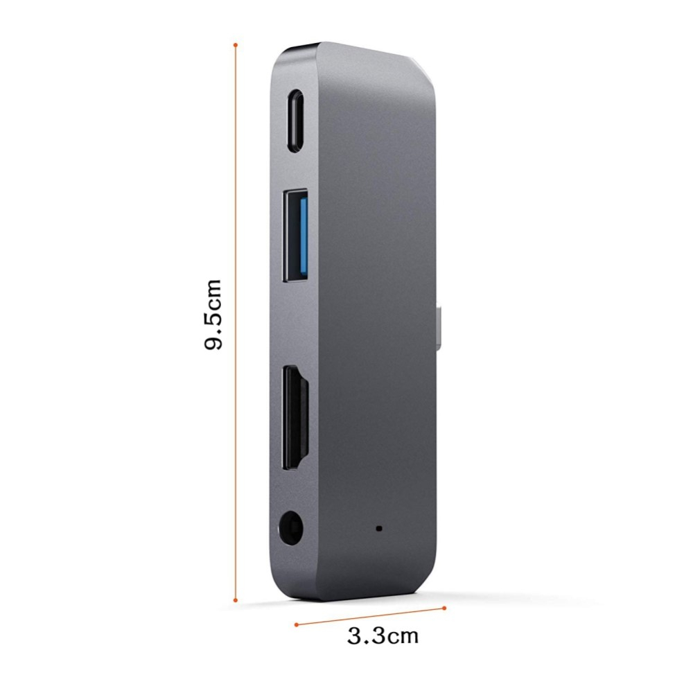 USB C auf 3.5mm Klinke / USB A / HDMI / USB C Hub Adapter für iPad Pro - Grau