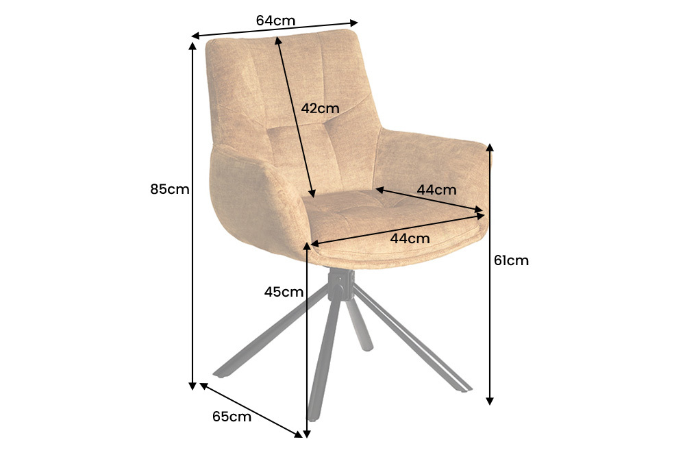 Drehbarer Design Stuhl SIGNATURE senfgelb Samt 360° Taschenfederkern schwarz Metall