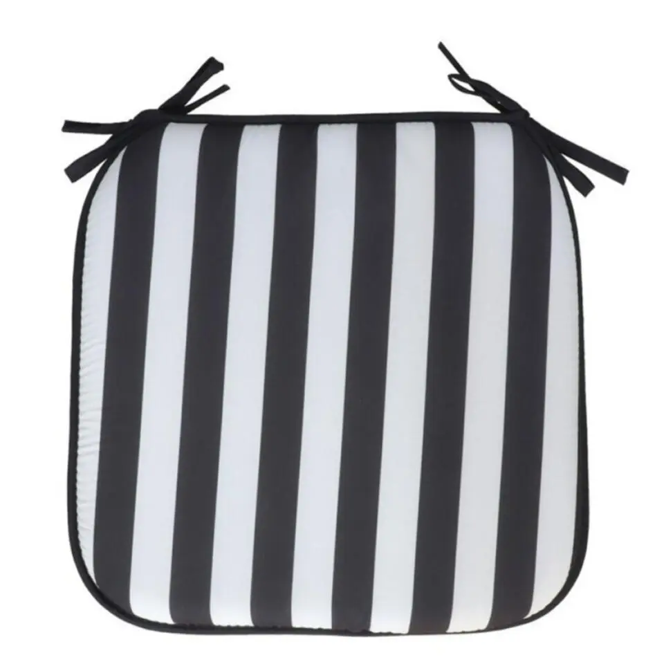 Gerimport Stoelkussen Anna - buiten - zwart/wit - 39x3 cm