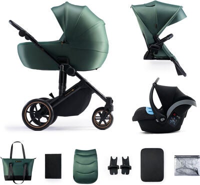 Kinderkraft PRIME 2 3-in-1 Duovogn Travelsystem inkl. Mink Pro, Dark Green