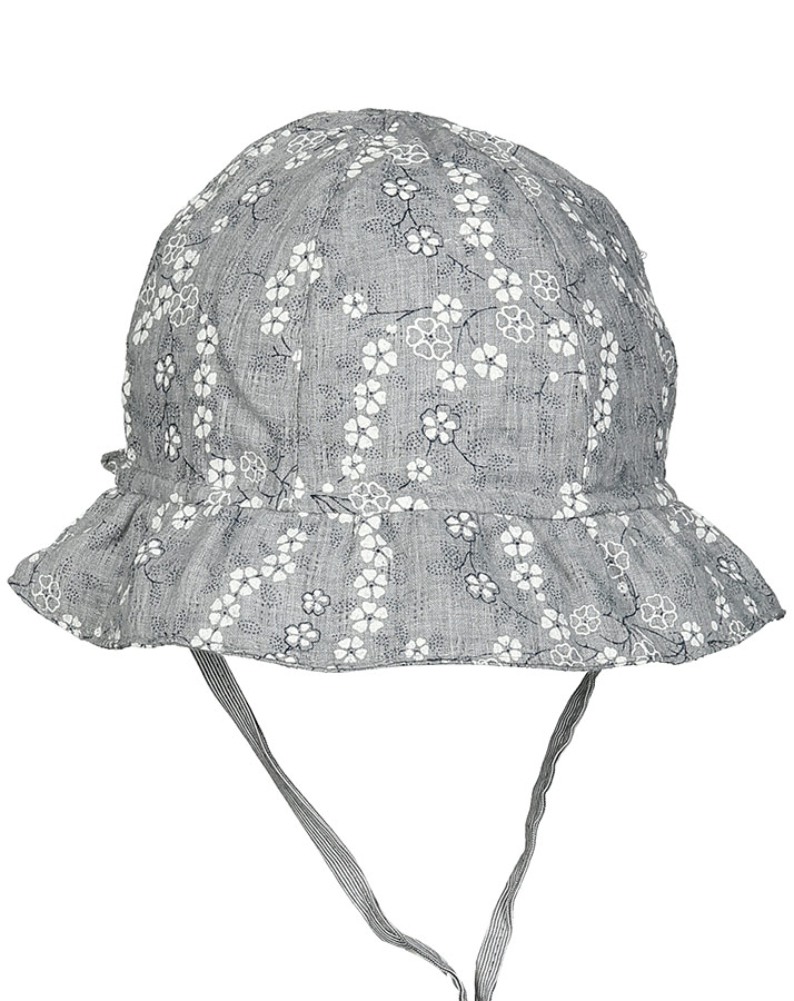 Sommerhut BLUMEN mit Schleife in grau