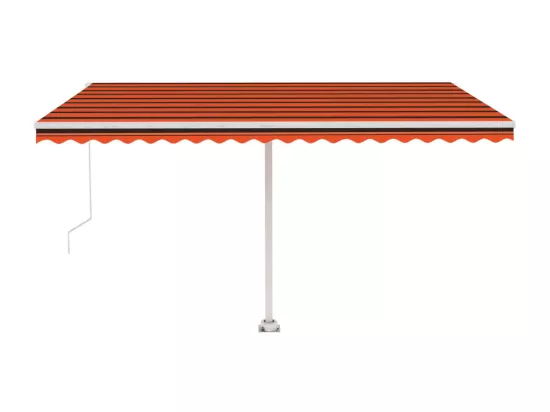 Auvent manuel rétractable avec LED 400x350 cm Orange et marron
