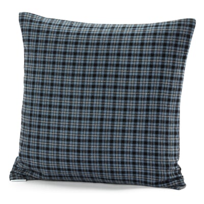 Kopfkissenbezug Flanell Webkaro, Blau, 40 × 40 cm
